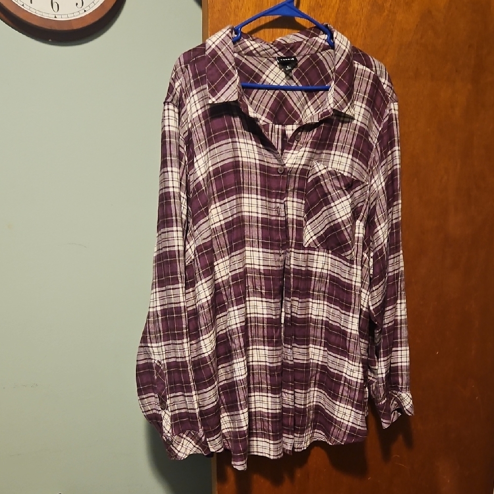 Torrid Purple Plaid Button Down Shirt 4x